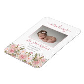 Geburtsankündigung - Boho Floral Girl Foto Magnet (Linke Seite)