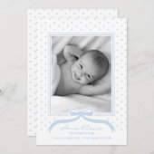 Geburtsankündigung Bow Polka Dot Feiertagskarte (Vorne/Hinten)