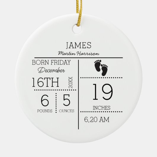 Geburtsankündigung Custom Newborn Baby Birth Stats Keramik Ornament (Vorne)