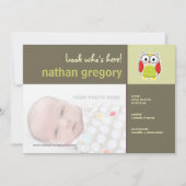 Geburtsankündigung der Eule Ankündigung (Vorderseite)