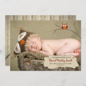 Geburtsankündigung der Eule Ankündigung (Vorne/Hinten)