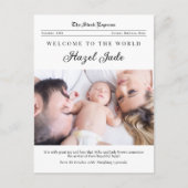 Geburtsankündigung der Familie Zeitung Postkarte (Vorderseite)