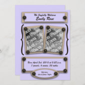 Geburtsankündigung der Lavendelknöpfe und -halteru Ankündigung (Vorne/Hinten)