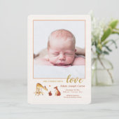 Geburtsankündigung des Fotos Fawn and Friends Einladung (Stehend Vorderseite)