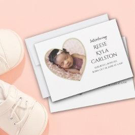 Geburtsankündigung des Fotos "Gold Edge Heart Fram Einladung