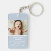 Geburtsankündigung des personalisierten Neugeboren Schlüsselanhänger (Rückseite)