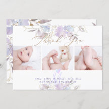 Geburtsankündigung Dusche Dank U Lila Sweet Pea