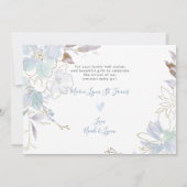 Geburtsankündigung+Dusche Danke Blue Sweet Pea Einladung (Rückseite)