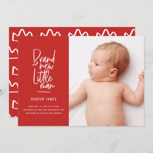 Geburtsankündigung eines handgezogenen Babys Ankündigung (Vorne/Hinten)