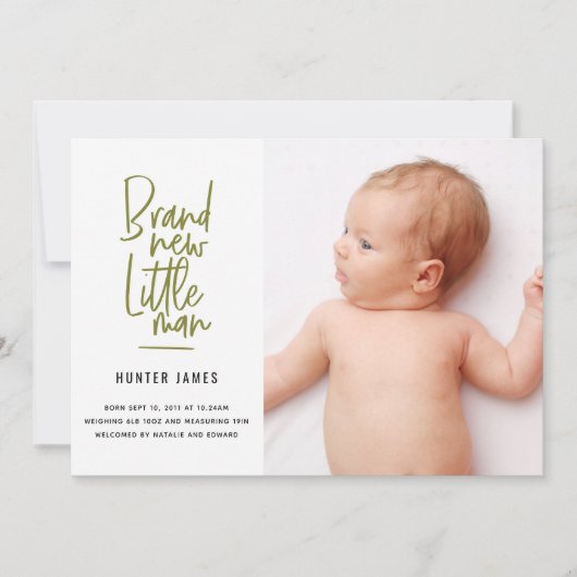 Geburtsankündigung eines handgezogenen Babys Ankündigung (Vorderseite)