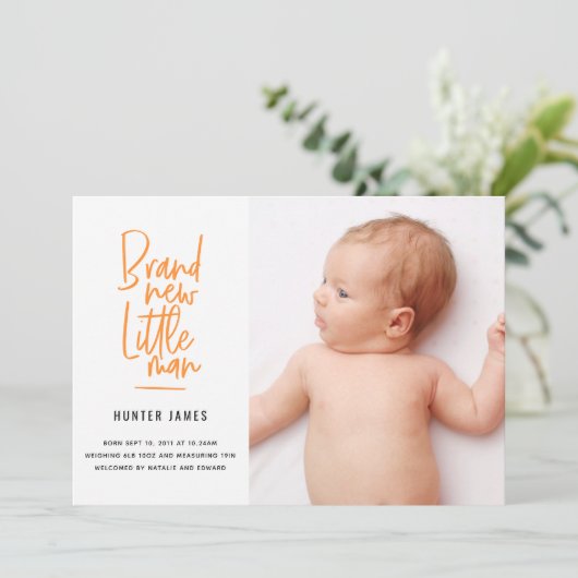 Geburtsankündigung eines handgezogenen Babys Ankündigung (Stehend Vorderseite)