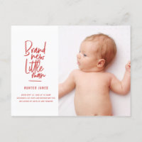 Geburtsankündigung eines handgezogenen Babys