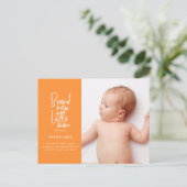 Geburtsankündigung eines handgezogenen Babys Feiertagspostkarte (Stehend Vorderseite)