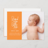 Geburtsankündigung eines handgezogenen Babys Feiertagspostkarte (Vorne/Hinten)