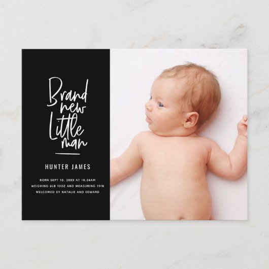 Geburtsankündigung eines handgezogenen Babys Feiertagspostkarte (Vorderseite)