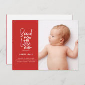 Geburtsankündigung eines handgezogenen Babys Feiertagspostkarte (Vorne/Hinten)