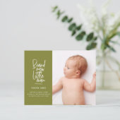 Geburtsankündigung eines handgezogenen Babys Feiertagspostkarte (Stehend Vorderseite)