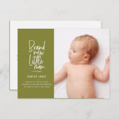 Geburtsankündigung eines handgezogenen Babys Feiertagspostkarte (Vorne/Hinten)