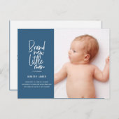 Geburtsankündigung eines handgezogenen Babys Feiertagspostkarte (Vorne/Hinten)