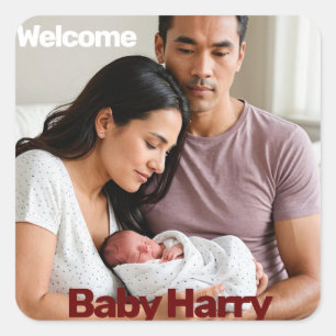 Geburtsankündigung eines neuen Mädchens Foto moder Quadratischer Aufkleber