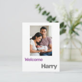 Geburtsankündigung eines neuen Mädchens lila Postkarte (Stehend Vorderseite)