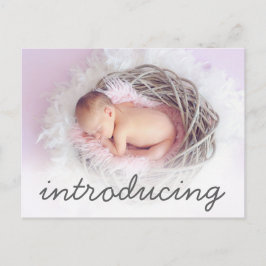 Geburtsankündigung Einführung in das Script-Foto Ankündigungspostkarte