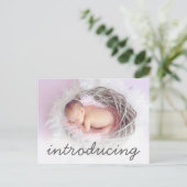 Geburtsankündigung Einführung in das Script-Foto Ankündigungspostkarte (Stehend Vorderseite)
