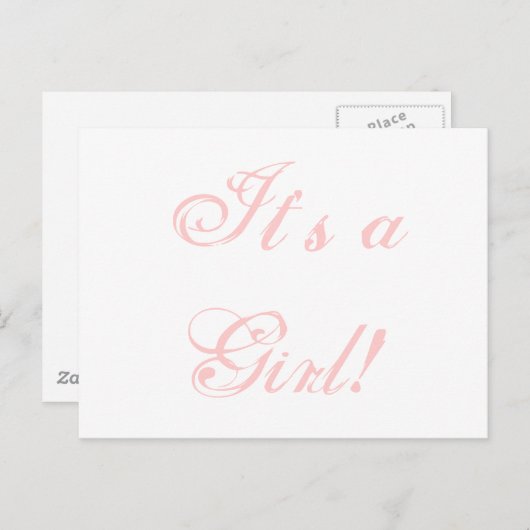 Geburtsankündigung: "Es ist ein Mädchen!" rosa Kar Ankündigungspostkarte (Vorne/Hinten)