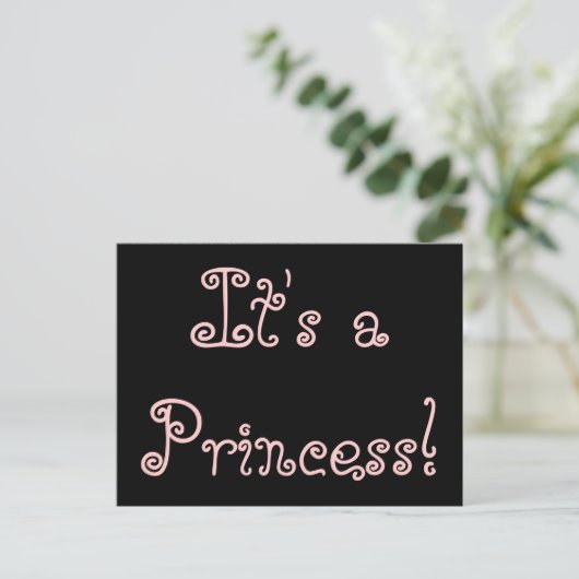 Geburtsankündigung "Es ist eine Prinzessin!" Ankündigungspostkarte (Stehend Vorderseite)