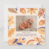 Geburtsankündigung Fall Rustic Boho Square Card Einladung (Vorderseite)