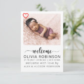 Geburtsankündigung Foto Baby Announcement Card Ankündigung (Stehend Vorderseite)