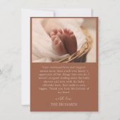 Geburtsankündigung Foto Baby Dusche Vielen Dank Ankündigung (Rückseite)