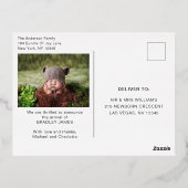 Geburtsankündigung Foto Collage | Ich bin neu hier Folie Einladungspostkarte (Rückseite)