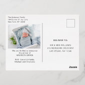 Geburtsankündigung Foto Collage | Ich bin neu hier Folie Einladungspostkarte (Rückseite)