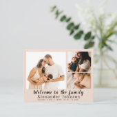 Geburtsankündigung Foto Collage Postkarte (Stehend Vorderseite)