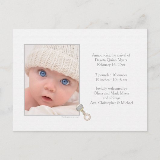 Geburtsankündigung Foto Postkarte (Vorderseite)