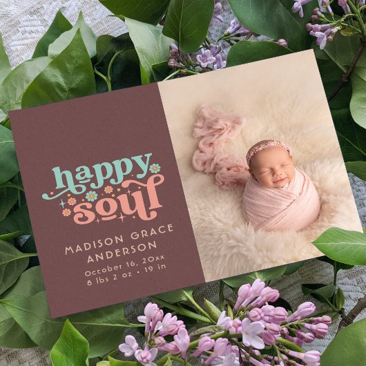 Geburtsankündigung Foto Postkarte | Happy Soul