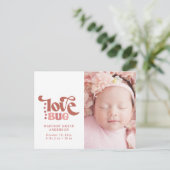 Geburtsankündigung Foto Postkarte | Liebe Bug (Stehend Vorderseite)