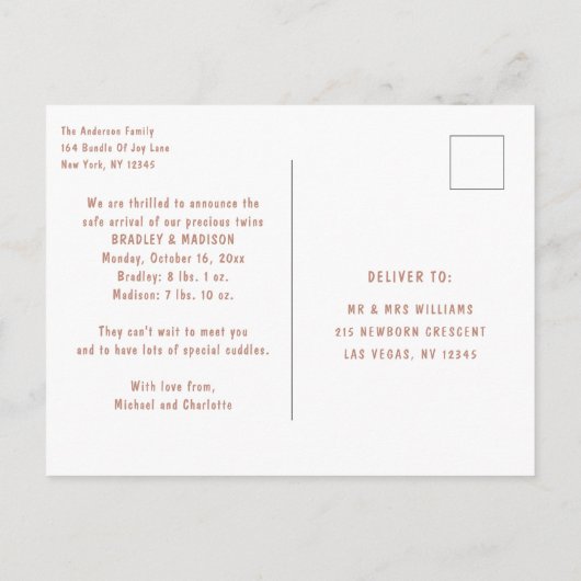 Geburtsankündigung Foto Postkarte | Mütter (Rückseite)