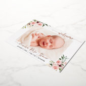 Geburtsankündigung Fotokarte Rosa Rosen und Foil Folieneinladung (Gedreht)