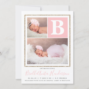 Geburtsankündigung für Baby Mädchen in Rosa und Go Ankündigung