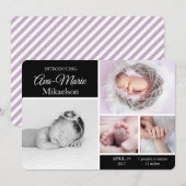 Geburtsankündigung für Schwarz-Weiß-Foto Ankündigung (Vorne/Hinten)