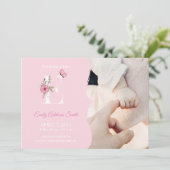 Geburtsankündigung Girl Initial E Einladung (Stehend Vorderseite)