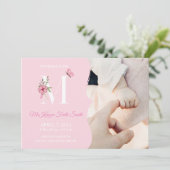 Geburtsankündigung Girl Initial Einladung (Stehend Vorderseite)