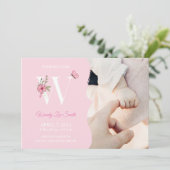 Geburtsankündigung Girl Initial W Einladung (Stehend Vorderseite)