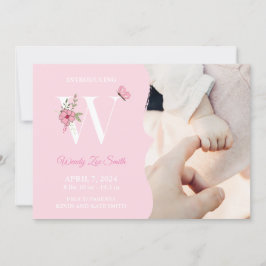 Geburtsankündigung Girl Initial W Einladung