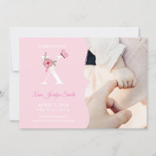 Geburtsankündigung Girl Initial X Einladung