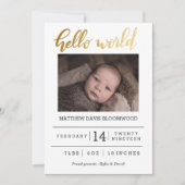 Geburtsankündigung Hello World Handwriting Foto Ankündigung (Vorderseite)