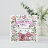 Geburtsankündigung Hübscher Wasserfarbenschmetterl Ankündigung (Stehend Vorderseite)