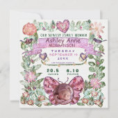 Geburtsankündigung Hübscher Wasserfarbenschmetterl Ankündigung (Vorderseite)